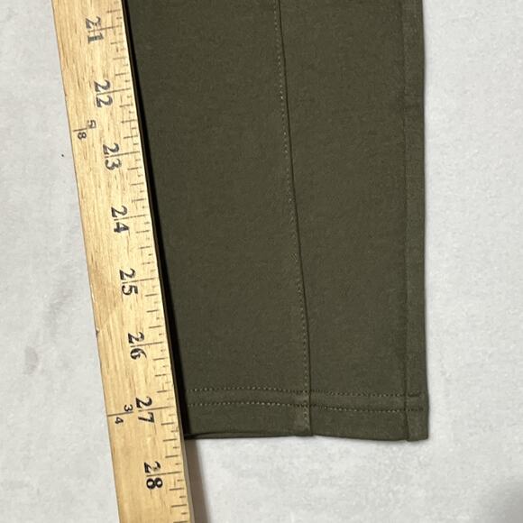 Zara Stretch Knit Skinny Pants Womens Medium Olive Green Gold Buttons Pull On - Picture 12 of 15